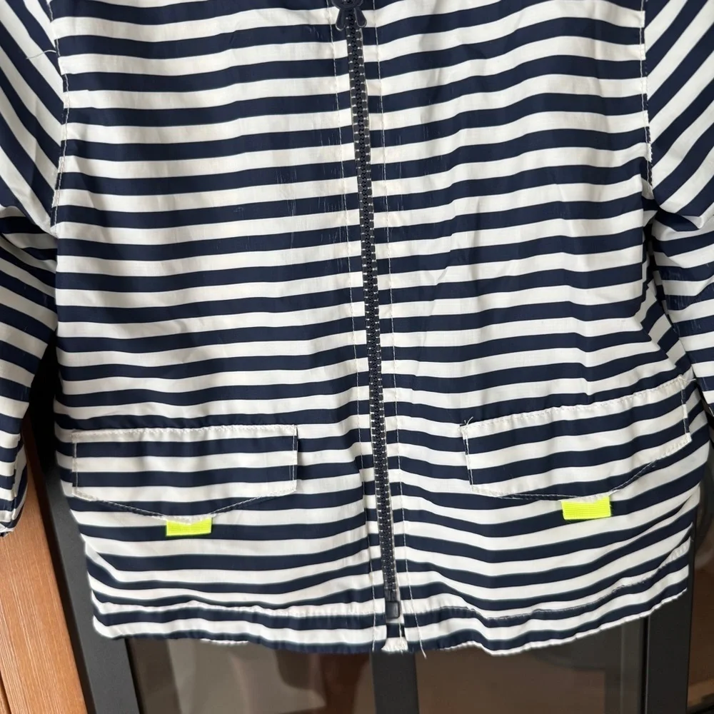 Zara Kids Windbreaker Hoodie Jacket zip up Navy Stripes toddler baby boy rain